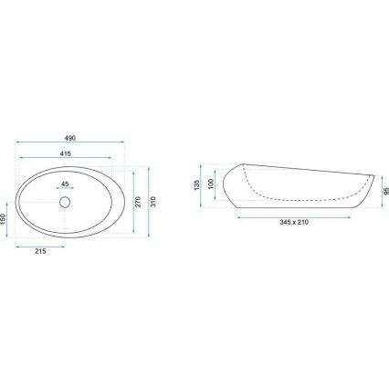 REA-U6649 - Мивка за плот ROXY 31x49 см керамика/имитация на камък
