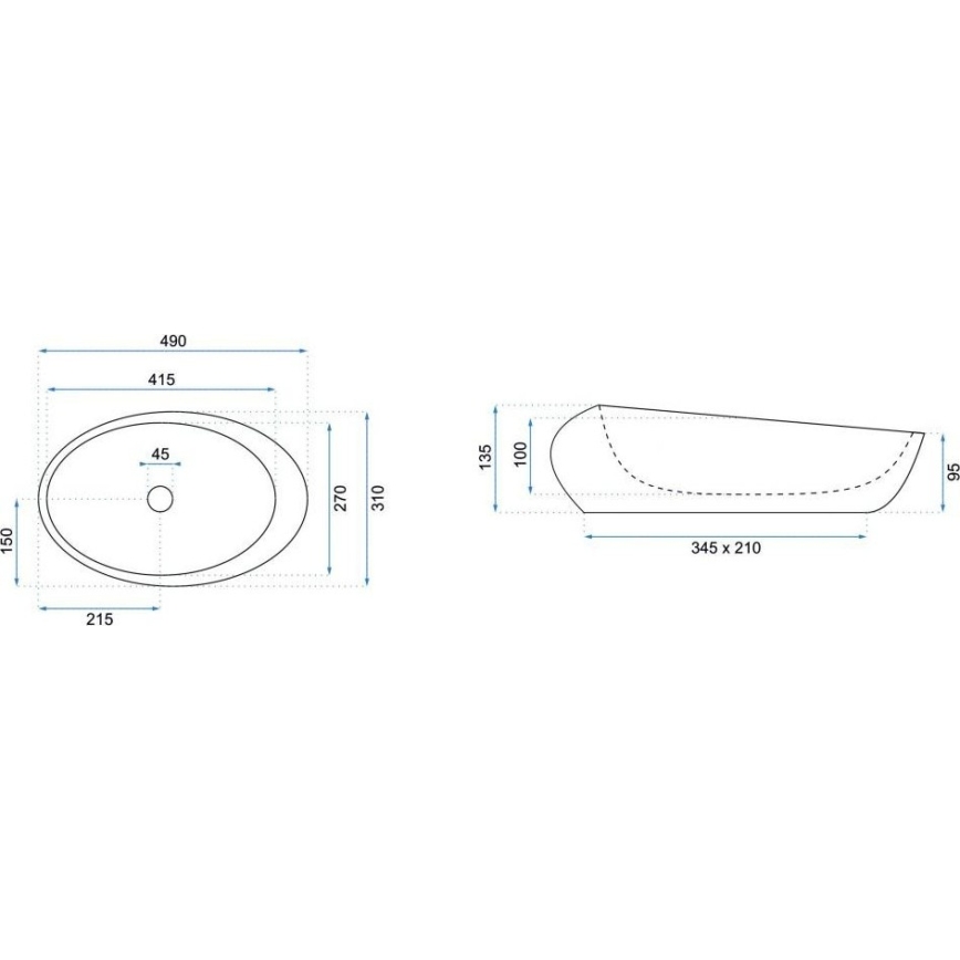REA-U6649 - Мивка за плот ROXY 31x49 см керамика/имитация на камък