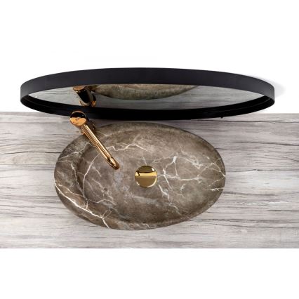 REA-U6650 - Умивалник за плот ROXY 31x49 см керамика/сива/мраморен декор