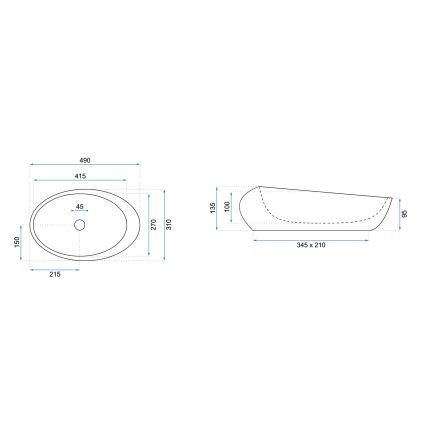 REA-U6650 - Умивалник за плот ROXY 31x49 см керамика/сива/мраморен декор