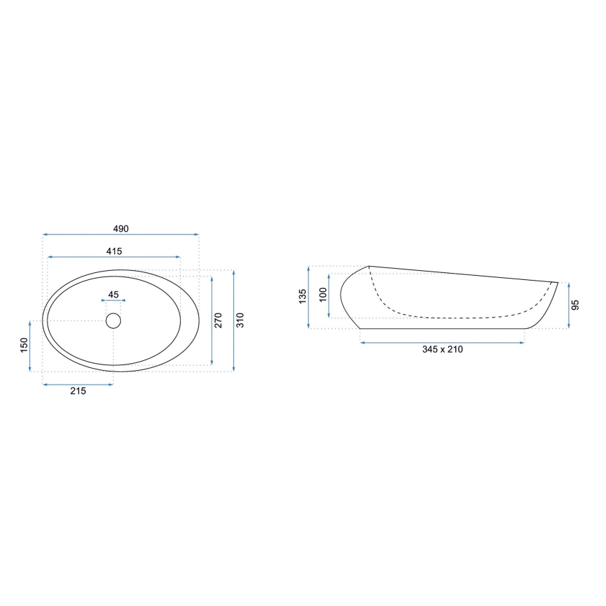 REA-U6650 - Умивалник за плот ROXY 31x49 см керамика/сива/мраморен декор