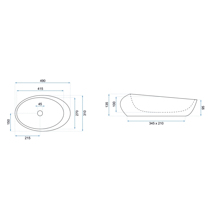 REA-U6651 - Мивка за плот ROXY 31x49 см керамика/сива/имитация на камък