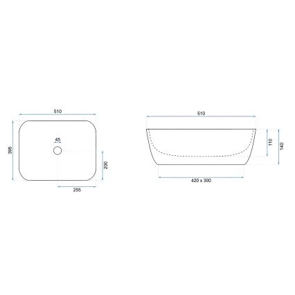 REA-U6689 - Мивка за плот FREJA 39,5x51 cm керамика/бежова/имитация на камък