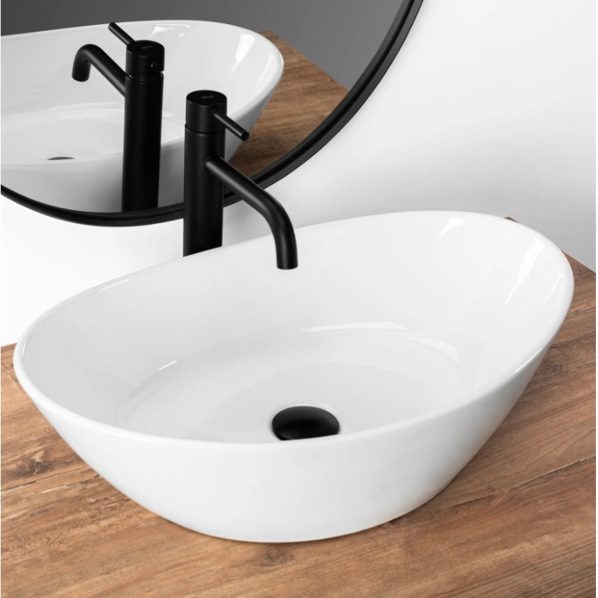 REA-U6801 - Мивка за плот KATE 33,5x55,5 см керамика/глянцово бяло