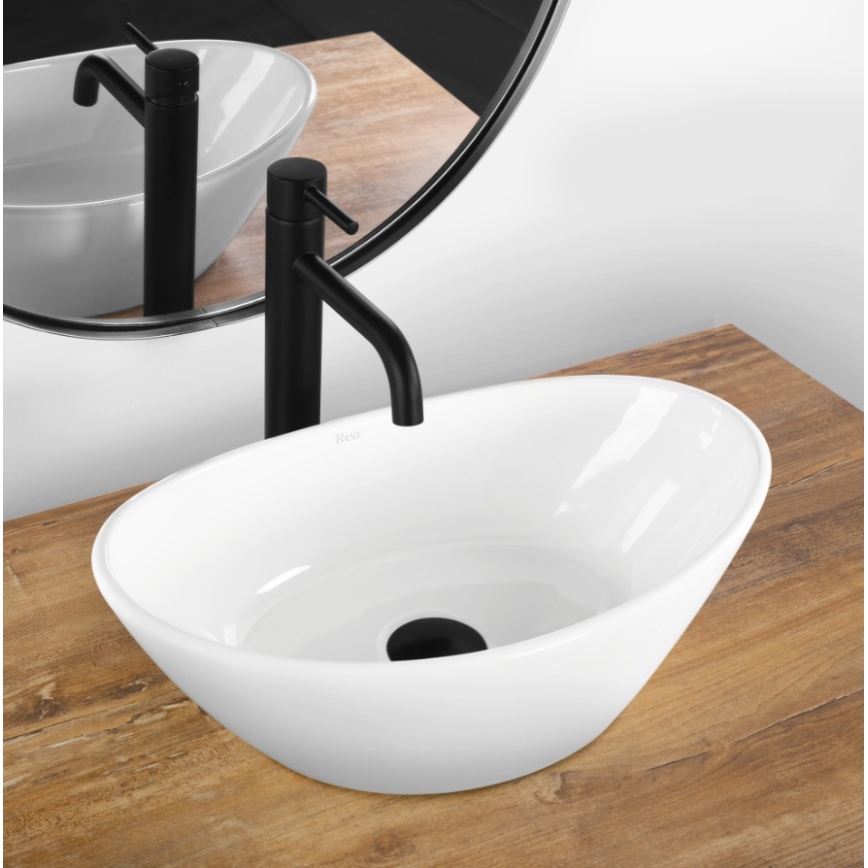 REA-U6802 - Умивалник за плот KATE 27 x 45 см керамика/бял гланц
