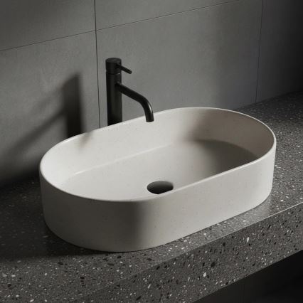 REA-U7341 - Мивка за плот NADIA 38,5x61 см керамика/кремова