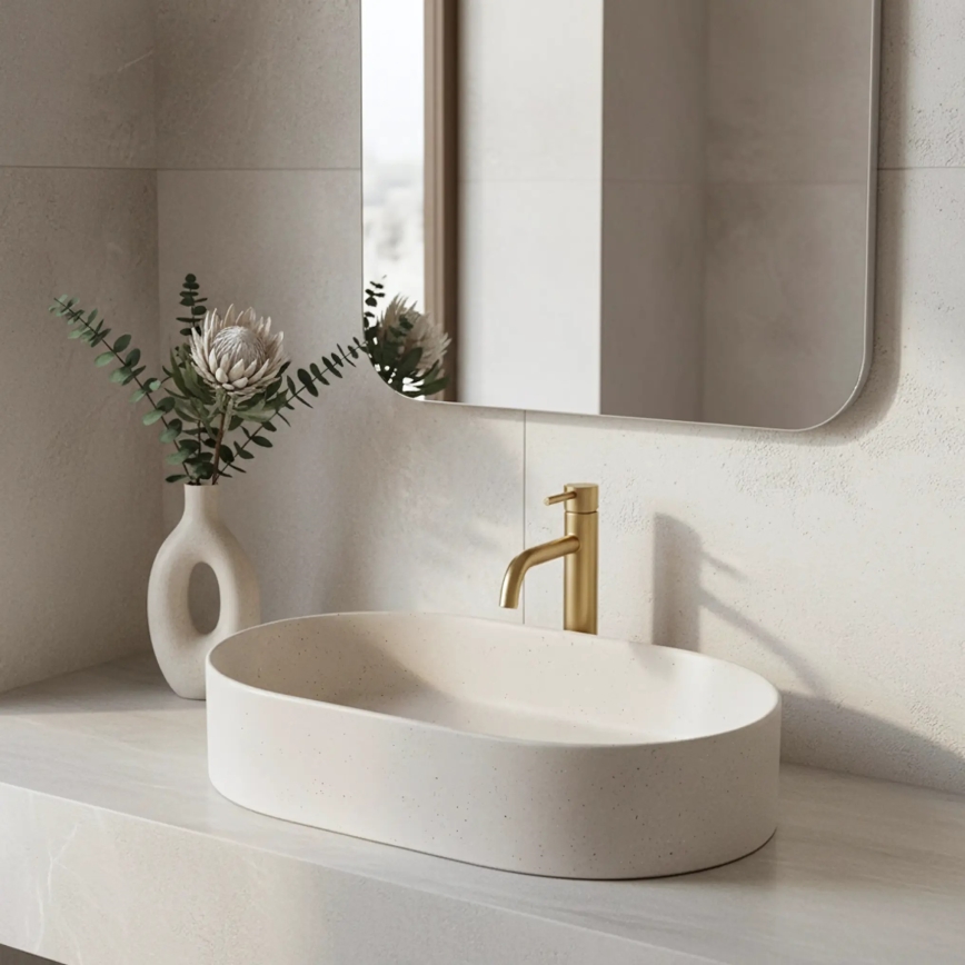 REA-U7341 - Мивка за плот NADIA 38,5x61 см керамика/кремова