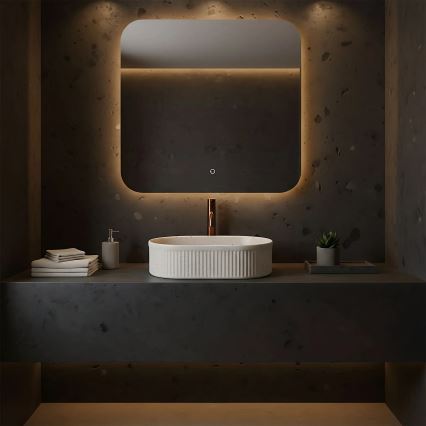 REA-U7342 - Умивалник за плот VANDA 31x49 cm керамика/бежова/имитация на камък