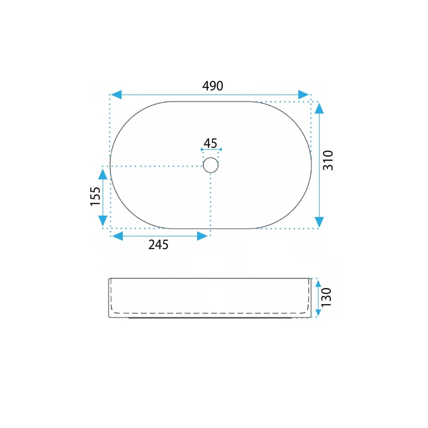 REA-U7342 - Умивалник за плот VANDA 31x49 cm керамика/бежова/имитация на камък
