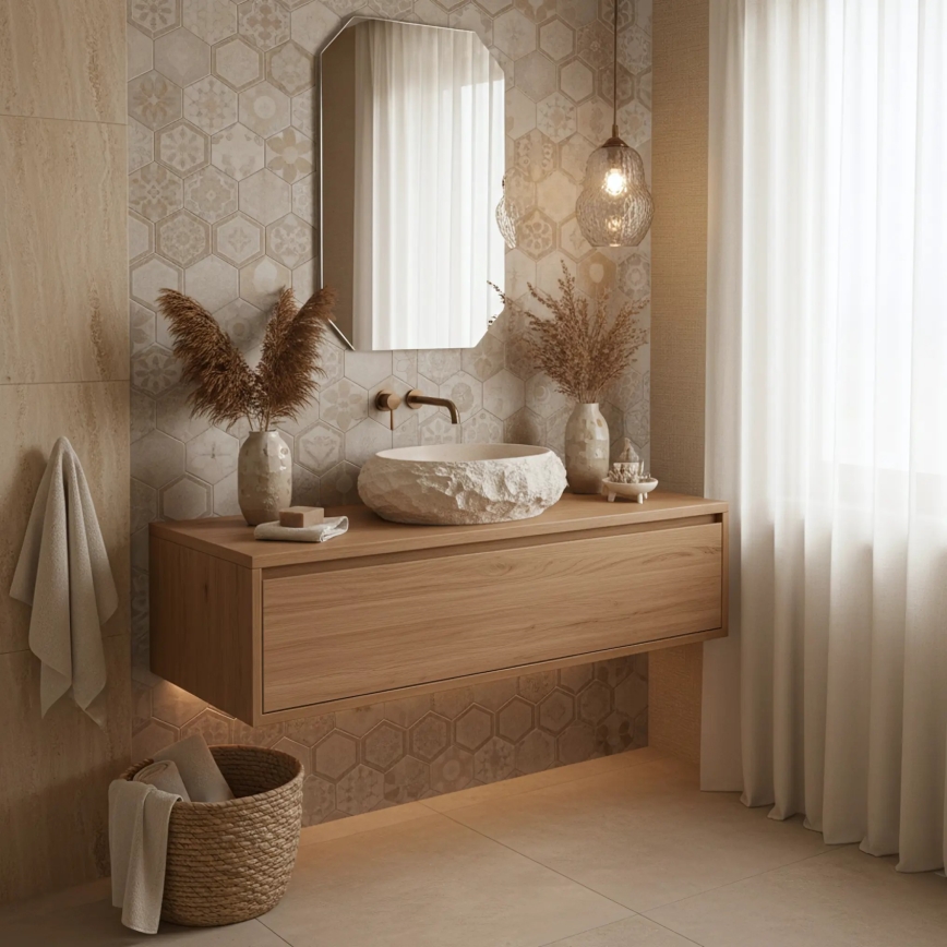 REA-U7347 - Мивка за плот MIKA 38x50 см бежова/имитация на камък