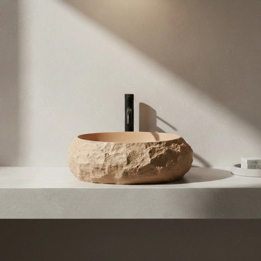 REA-U7348 - Мивка за плот MIKA 38x50 cm оранжева/бежова/имитация на камък