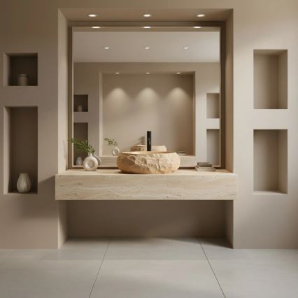 REA-U7348 - Мивка за плот MIKA 38x50 cm оранжева/бежова/имитация на камък