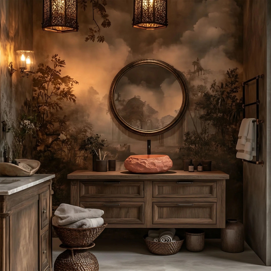 REA-U7349 - Мивка за плот MIKA 38x50 cm оранжева/имитация на камък