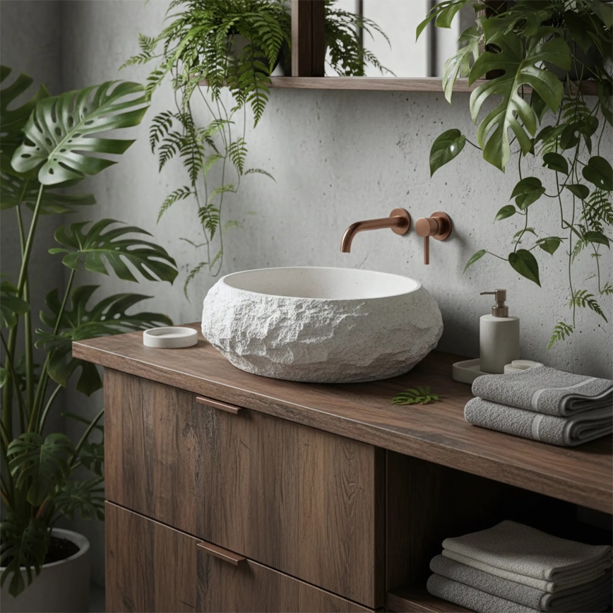 REA-U7350 - Мивка за плот MIKA 38x50 см бяла/имитация на камък