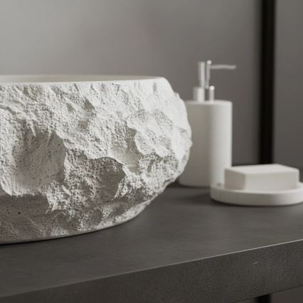 REA-U7350 - Мивка за плот MIKA 38x50 см бяла/имитация на камък