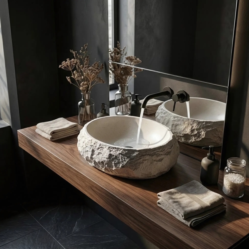 REA-U7350 - Мивка за плот MIKA 38x50 см бяла/имитация на камък