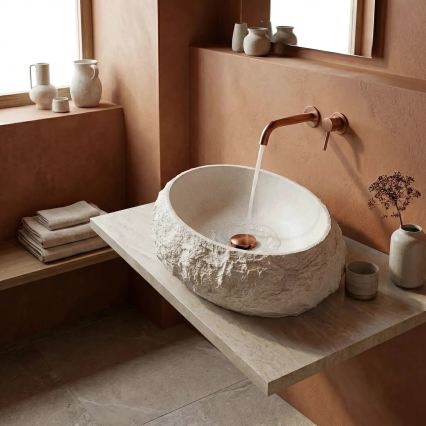 REA-U7350 - Мивка за плот MIKA 38x50 см бяла/имитация на камък