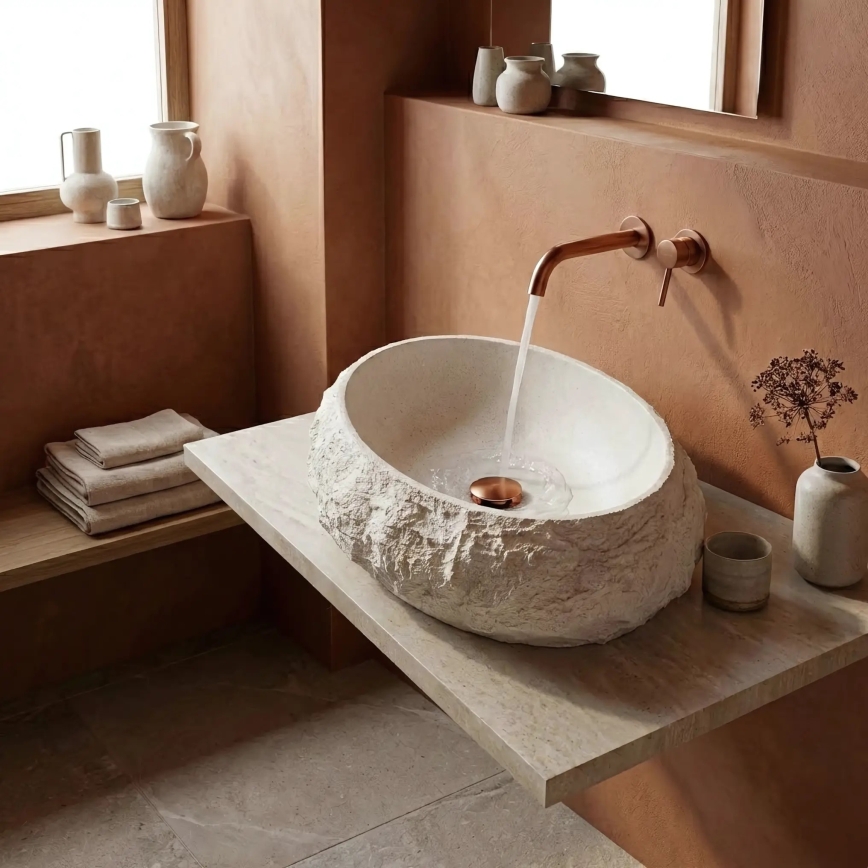 REA-U7350 - Мивка за плот MIKA 38x50 см бяла/имитация на камък