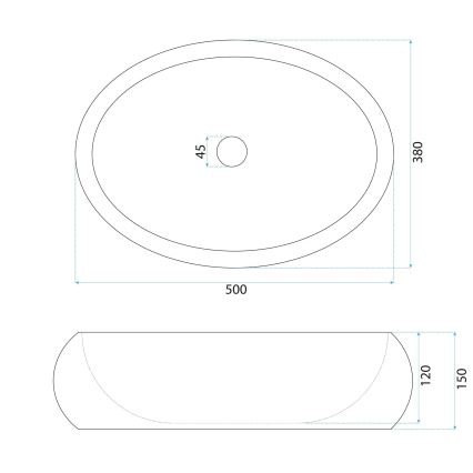REA-U7350 - Мивка за плот MIKA 38x50 см бяла/имитация на камък