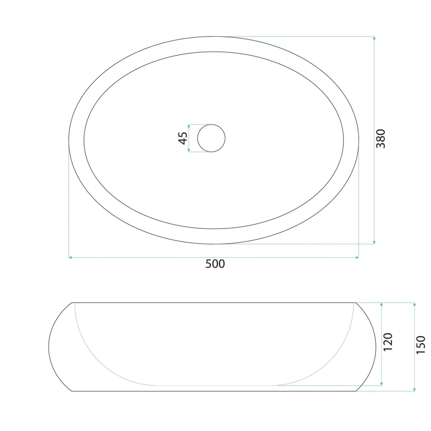 REA-U7350 - Мивка за плот MIKA 38x50 см бяла/имитация на камък