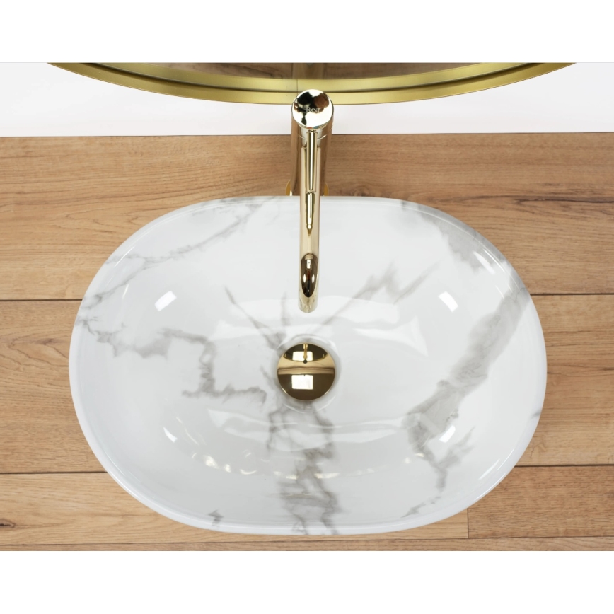 REA-U8001 - Мивка за плот AMELIA 34,5x48 см керамика/мраморен декор