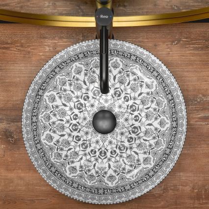 REA-U8002 - Умивалник за плот ARTE 40 см керамичен/бял/черен