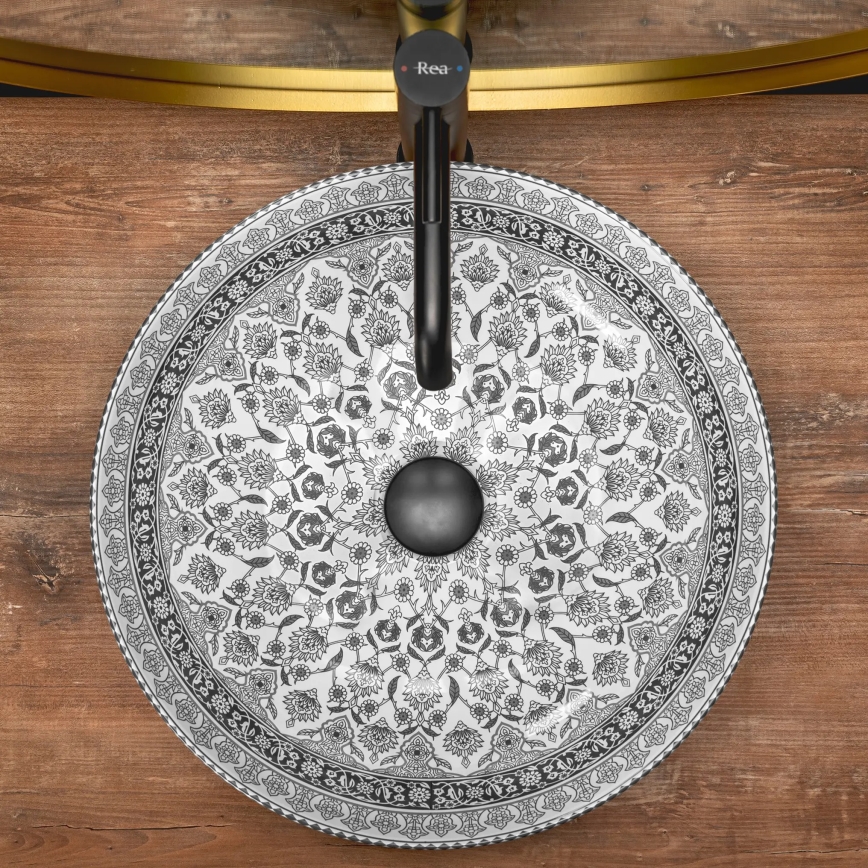 REA-U8002 - Умивалник за плот ARTE 40 см керамичен/бял/черен