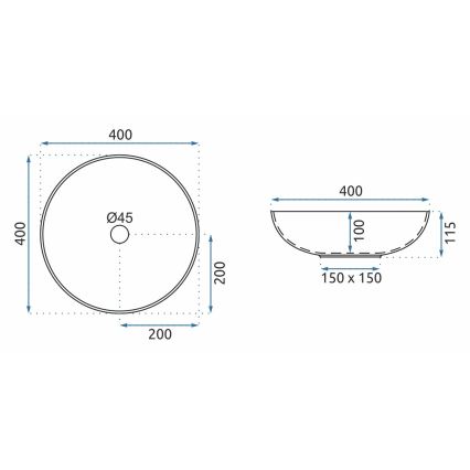 REA-U8002 - Умивалник за плот ARTE 40 см керамичен/бял/черен