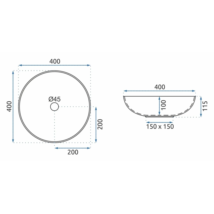 REA-U8002 - Умивалник за плот ARTE 40 см керамичен/бял/черен
