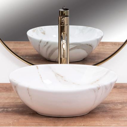 REA-U8014 - Мивка за плот SOFIA MINI 27x34 см, керамика с мраморен декор