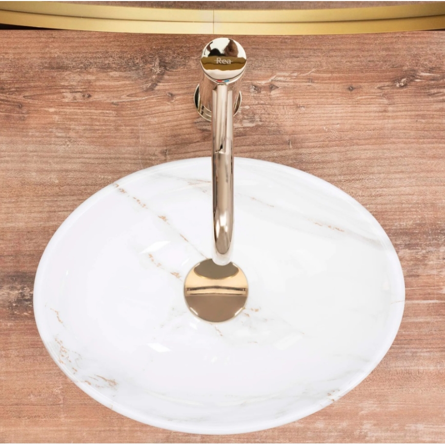 REA-U8014 - Мивка за плот SOFIA MINI 27x34 см, керамика с мраморен декор