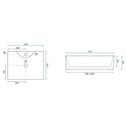 REA-U8196 - Мивка за плот KELLY MINI 31x41 см, керамична, бял гланц