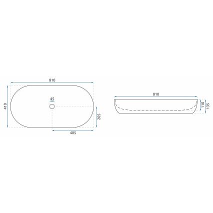 REA-U8404 - Мивка за плот CLEO 41x81 см керамика/бяла/мраморен декор