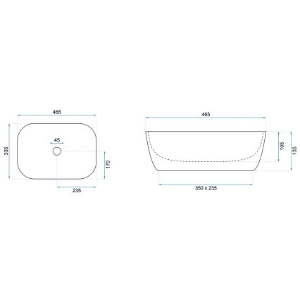 REA-U8470 - Мивка за плот BELINDA 33,5x46,5 см керамична/матово-черна