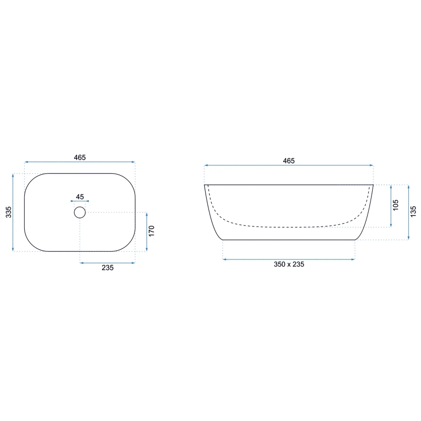 REA-U8470 - Мивка за плот BELINDA 33,5x46,5 см керамична/матово-черна