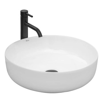 REA-U8493 - Мивка за плот ELMA Ø 45 см керамика/лъскаво бяло