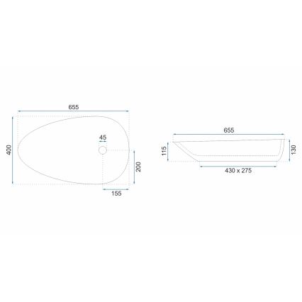 REA-U8537 - Мивка за плот GRETA 40x65,5 cm керамика/бял гланц