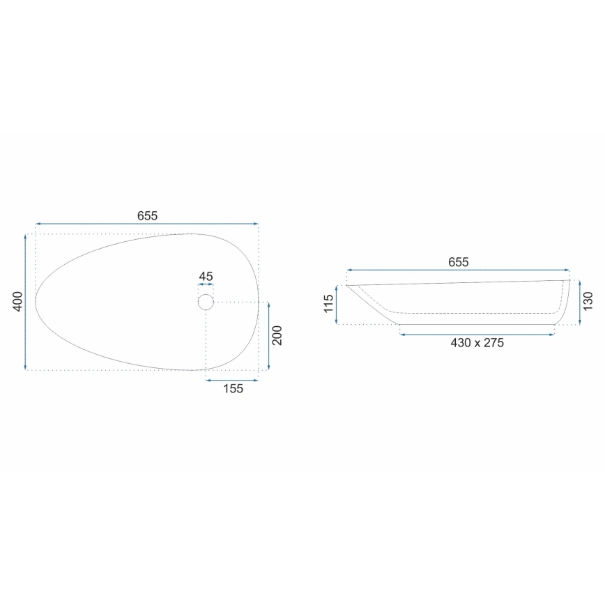 REA-U8537 - Мивка за плот GRETA 40x65,5 cm керамика/бял гланц