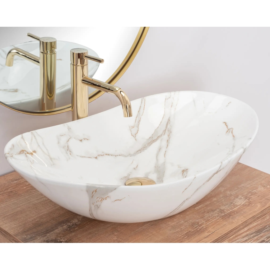 REA-U8548 - Мивка за плот ROYAL 36x60,5 см керамика/мраморен декор