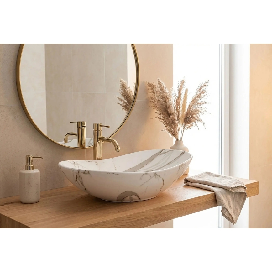 REA-U8598 - Мивка за плот ROYAL 36x60,5 см керамика/мраморен декор