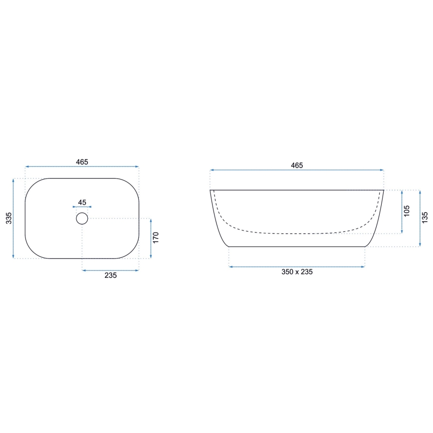 REA-U8736 - Мивка за плот BELINDA 33,5x46,5 cm керамична/бяла/златна