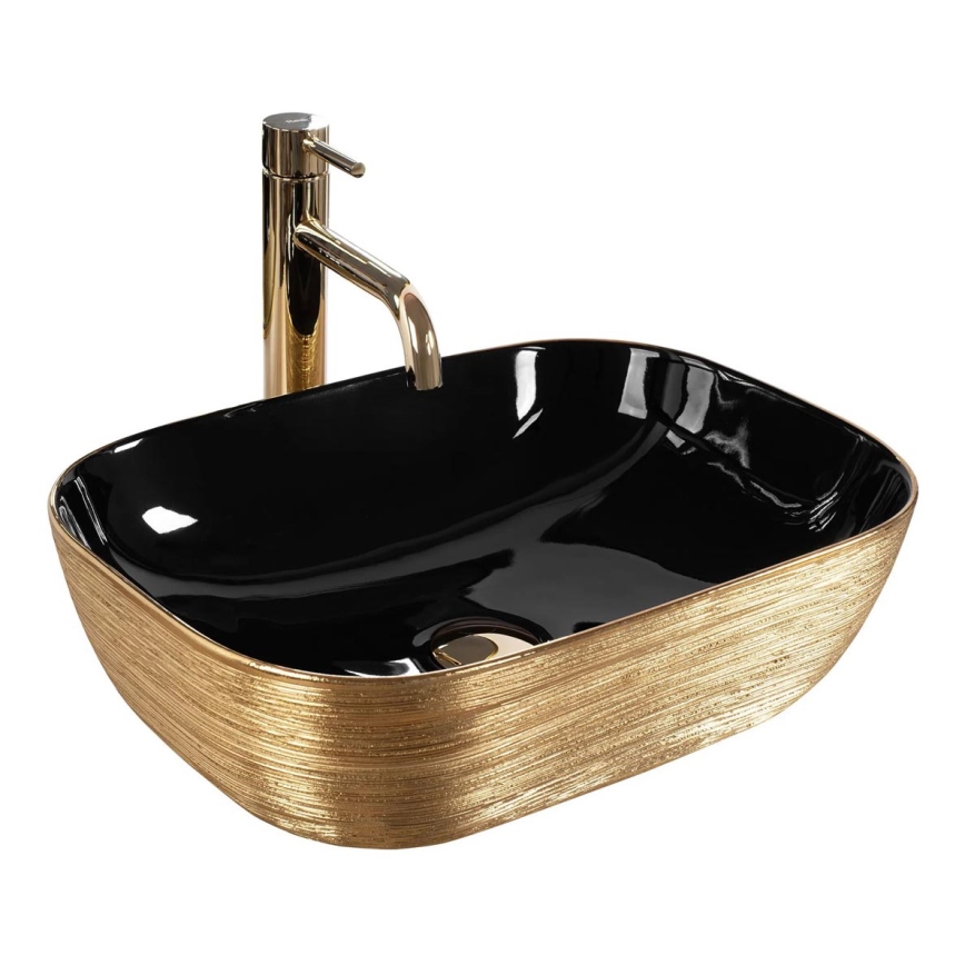 REA-U8780 - Мивка за плот BELINDA 33x46,5 cm керамика/черна/златна