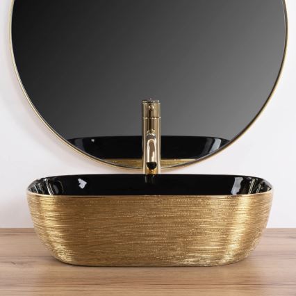 REA-U8780 - Мивка за плот BELINDA 33x46,5 cm керамика/черна/златна