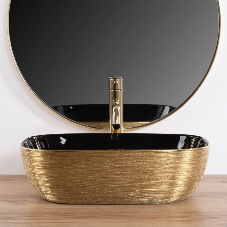 REA-U8780 - Мивка за плот BELINDA 33x46,5 cm керамика/черна/златна