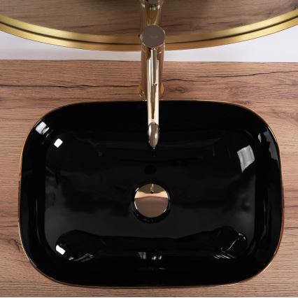 REA-U8780 - Мивка за плот BELINDA 33x46,5 cm керамика/черна/златна