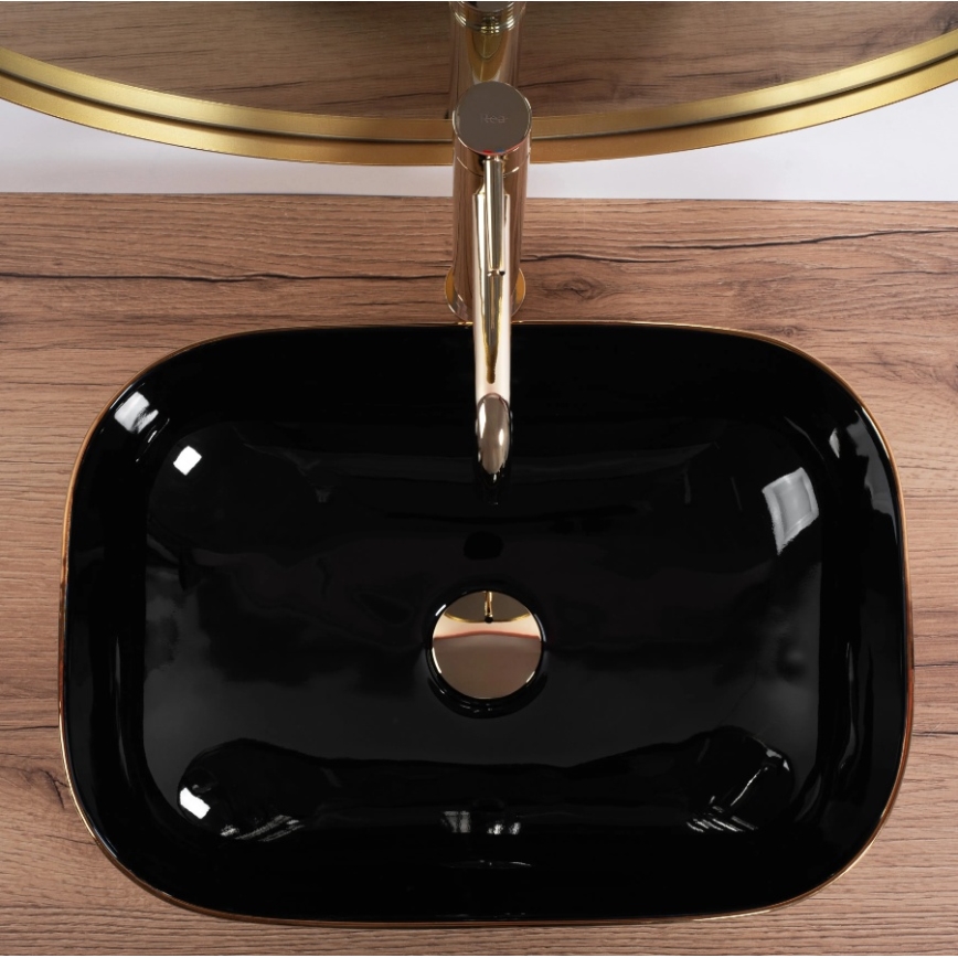 REA-U8780 - Мивка за плот BELINDA 33x46,5 cm керамика/черна/златна