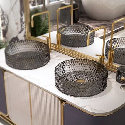 REA-U8880 - Мивка за плот CRISTAL Ø 39 см, стъкло/димно сиво