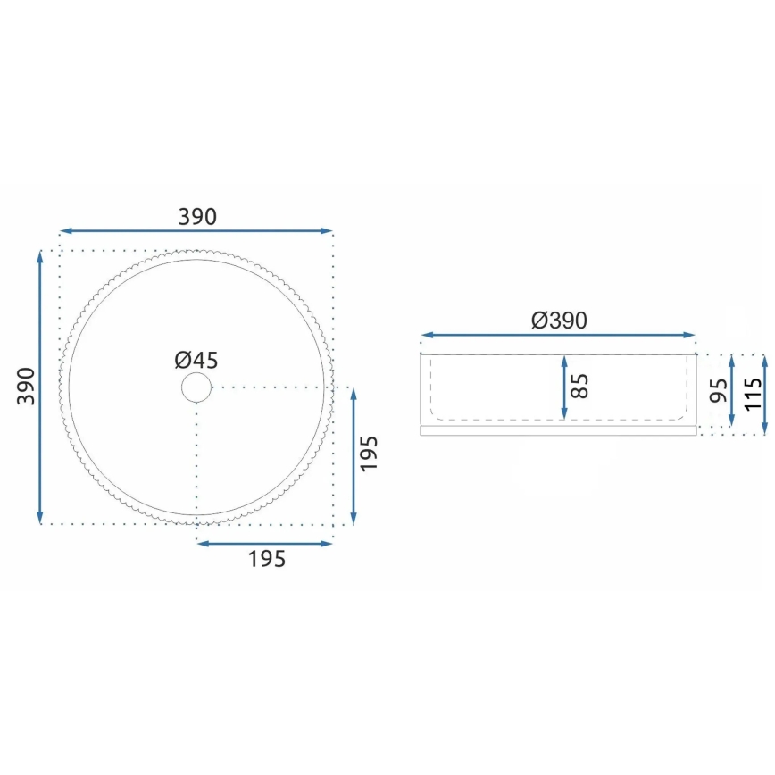 REA-U8880 - Мивка за плот CRISTAL Ø 39 см, стъкло/димно сиво