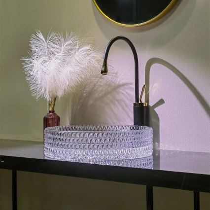 REA-U8881 - Мивка за плот CRISTAL Ø 39 см стъкло/прозрачно