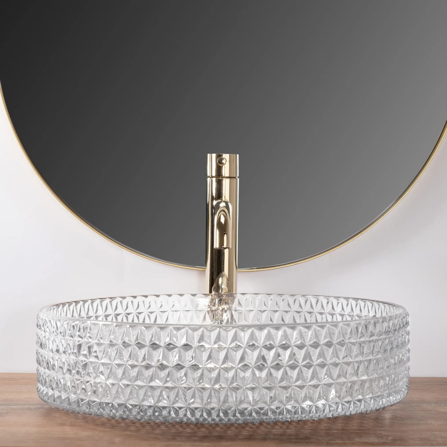 REA-U8881 - Мивка за плот CRISTAL Ø 39 см стъкло/прозрачно